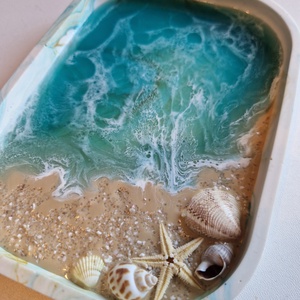  Tengerhatású tálca tároló epoxyval  - otthon & életmód - dekoráció - asztal és polc dekoráció - dekorációs tál, tartó - Meska.hu