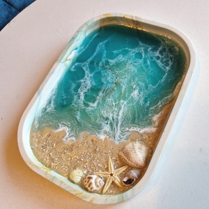  Tengerhatású tálca tároló epoxyval , Otthon & Életmód, Dekoráció, Asztal és polc dekoráció, Dekorációs tál, tartó, Mindenmás, MESKA