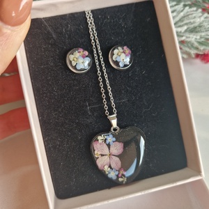 Nemesacél ékszer szett szárított virággal  - ékszer - ékszerszett - Meska.hu