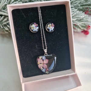 Nemesacél ékszer szett szárított virággal  - ékszer - ékszerszett - Meska.hu