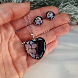 Nemesacél ékszer szett szárított virággal  - ékszer - ékszerszett - Meska.hu