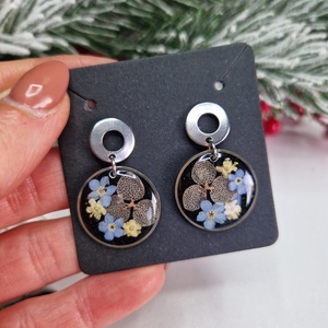 Nemesacél fülbevaló nefelejcs virággal , Ékszer, Ékszerszett, Ékszerkészítés, MESKA