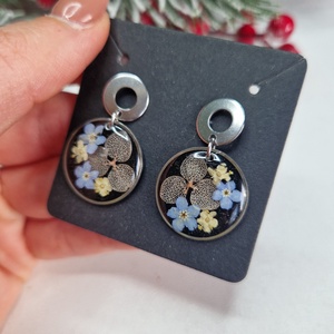 Nemesacél fülbevaló nefelejcs virággal  - ékszer - ékszerszett - Meska.hu