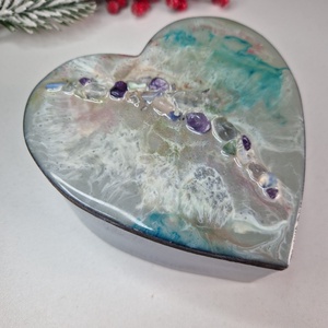 Szív ékszertartó doboz ásványokkal - ékszer - ékszertartó - ékszerdoboz - Meska.hu