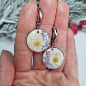 Nemesacél fülbevaló +ajándék jesmonite szív tál - ékszer - ékszerszett - Meska.hu