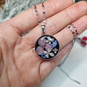 Nemesacél nyaklánc virágokkal +ajándék jesmonite szív tál, Ékszer, Nyaklánc, Medálos nyaklánc, Ékszerkészítés, MESKA