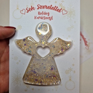 2db szív közepű angyal karácsonyfadísz  - karácsony - karácsonyi lakásdekoráció - karácsonyfadíszek - Meska.hu