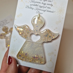 2db szív közepű angyal karácsonyfadísz , Karácsony, Karácsonyi lakásdekoráció, Karácsonyfadíszek, Mindenmás, MESKA