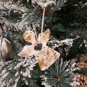 3db szív közepű angyal karácsonyfadísz  - karácsony - karácsonyi lakásdekoráció - karácsonyfadíszek - Meska.hu