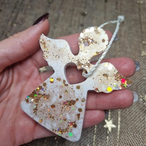 3db szív közepű angyal karácsonyfadísz , Karácsony, Karácsonyi lakásdekoráció, Karácsonyfadíszek, Mindenmás, MESKA