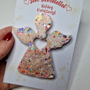 3db szív közepű angyal karácsonyfadísz  - karácsony - karácsonyi lakásdekoráció - karácsonyfadíszek - Meska.hu