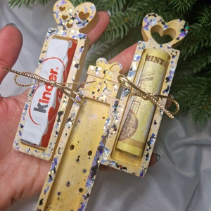 3db ünnepi pénzátadó vagy csokitartó epoxyval , Otthon & Életmód, Papír, írószer, Ajándékozás kellékei, Pénzátadó doboz, Mindenmás, MESKA