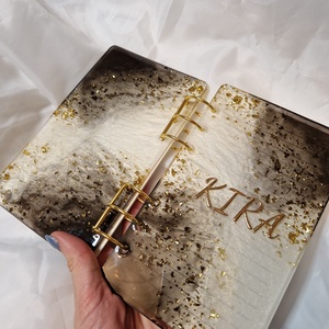 A6 epoxy notesz arany és füst színű  - otthon & életmód - papír, írószer - könyv- és füzetborító - Meska.hu