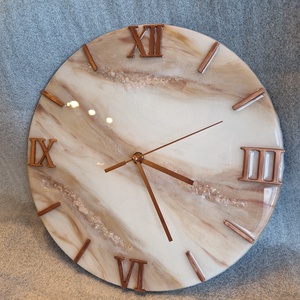Rose gold epoxy óra ásványokkal, Otthon & Életmód, Dekoráció, Fali és függő dekoráció, Falióra & óra, Mindenmás, MESKA