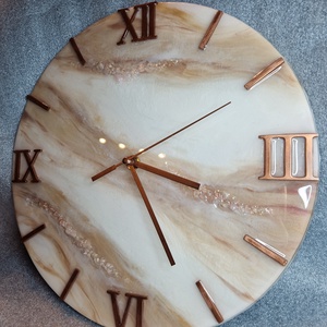 Rose gold epoxy óra ásványokkal - otthon & életmód - dekoráció - fali és függő dekoráció - falióra & óra - Meska.hu