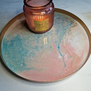 Tálca 30cm rózsaszín bronz kék, Otthon & Életmód, Konyhafelszerelés, tálalás, Tálalás, Tálca, Mindenmás, MESKA