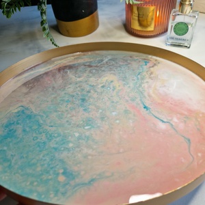 Tálca 30cm rózsaszín bronz kék - otthon & életmód - konyhafelszerelés, tálalás - tálalás - tálca - Meska.hu