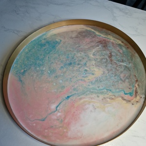 Tálca 30cm rózsaszín bronz kék - otthon & életmód - konyhafelszerelés, tálalás - tálalás - tálca - Meska.hu