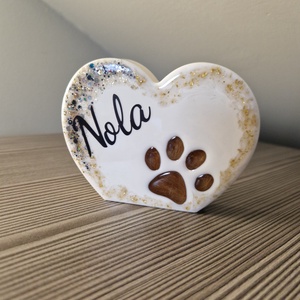 Emlékőrző szív tappancsos polcdísz szőrtinccsel - otthon & életmód - dekoráció - asztal és polc dekoráció - asztaldísz - Meska.hu