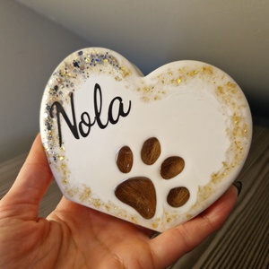 Emlékőrző szív tappancsos polcdísz szőrtinccsel - otthon & életmód - dekoráció - asztal és polc dekoráció - asztaldísz - Meska.hu