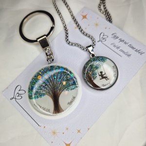 Hajtincses emlékőrző nemesacél férfi nyaklánc, fa hintázó gyerekkel - baba - mama - babaemlékek - baba emlékőrző - Meska.hu