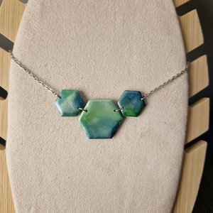 Zöld ezüst hexa nyaklánc  - ékszer - nyaklánc - medál - Meska.hu
