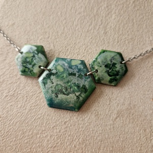 Zöld ezüst hexa nyaklánc  - ékszer - nyaklánc - medál - Meska.hu