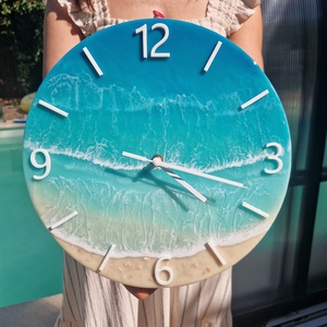 Epoxy tengerpart hatású falióra 30cm, Otthon & Életmód, Dekoráció, Fali és függő dekoráció, Falióra & óra, Mindenmás, MESKA