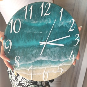 Epoxy tengerpart hatású falióra 34cm - Meska.hu