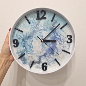 Jégtánc epoxy óra fehér kerettel 25cm átmérőjű  - otthon & életmód - dekoráció - fali és függő dekoráció - falióra & óra - Meska.hu