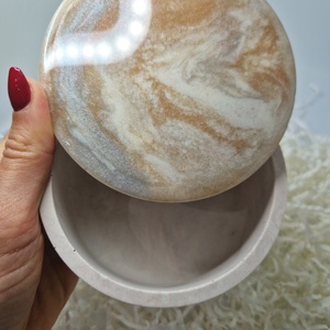 Puder-rose gold ékszerdoboz, ékszertartó ajándék fülbevalóval - ékszer - ékszertartó - ékszerdoboz - Meska.hu