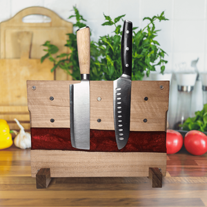 3 az 1-ben prémium vágódeszka, késtartó és tálaló egyben piros - otthon & életmód - konyhafelszerelés, tálalás - sütés, főzés - vágódeszka - Meska.hu