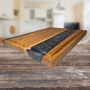 Prémium akácfa Vágódeszka/kínáló tálca - szürke (Titanium) - otthon & életmód - konyhafelszerelés, tálalás - sütés, főzés - vágódeszka - Meska.hu