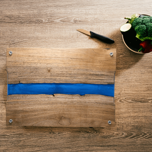 Prémium diófa Vágódeszka/kínáló tálca - kék - otthon & életmód - konyhafelszerelés, tálalás - sütés, főzés - vágódeszka - Meska.hu