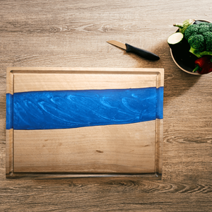 Prémium diófa Vágódeszka/kínáló tálca - kék, Otthon & Életmód, Konyhafelszerelés, tálalás, Sütés, főzés, Vágódeszka, Famegmunkálás, MESKA