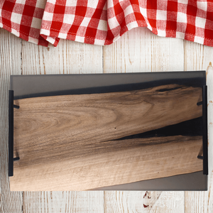 Prémium diófa  tálaló - átlátszó fekete, Otthon & Életmód, Konyhafelszerelés, tálalás, Sütés, főzés, Vágódeszka, Famegmunkálás, MESKA