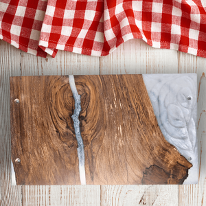 Prémium Diófa Tálaló  metál fehér levendulával - otthon & életmód - konyhafelszerelés, tálalás - sütés, főzés - vágódeszka - Meska.hu