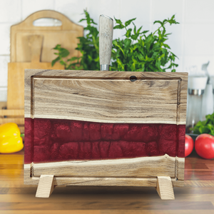 Akácfa vágódeszka - Piros - otthon & életmód - konyhafelszerelés, tálalás - sütés, főzés - vágódeszka - Meska.hu