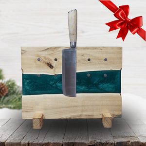 Akácfa mágneses késtartó / tálaló / vágódeszka - zöld - otthon & életmód - konyhafelszerelés, tálalás - sütés, főzés - vágódeszka - Meska.hu