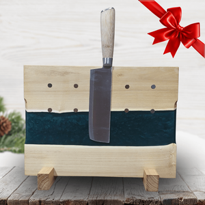 Akácfa mágneses késtartó / tálaló / vágódeszka - zöld - otthon & életmód - konyhafelszerelés, tálalás - sütés, főzés - vágódeszka - Meska.hu