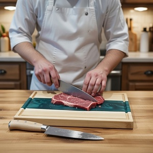 Akácfa mágneses késtartó / tálaló / vágódeszka - zöld - otthon & életmód - konyhafelszerelés, tálalás - sütés, főzés - vágódeszka - Meska.hu