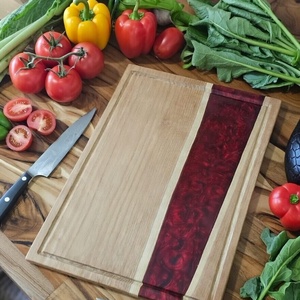 Akácfa mágneses késtartó / tálaló / vágódeszka - Piros - otthon & életmód - konyhafelszerelés, tálalás - sütés, főzés - vágódeszka - Meska.hu