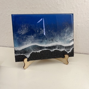 tengerparti témájú asztali kép, Művészet, Festmény, Festmény vegyes technika, Festett tárgyak, MESKA