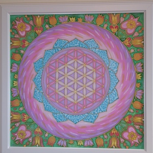 Mandala selyemkép Élet virága Tulipános, Otthon & Életmód, Dekoráció, Spiritualitás, Mandala, Festészet, Selyemfestés, MESKA