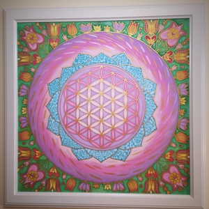 Mandala selyemkép Élet virága tulipános, Művészet, Textilkép, Egyéb, , MESKA