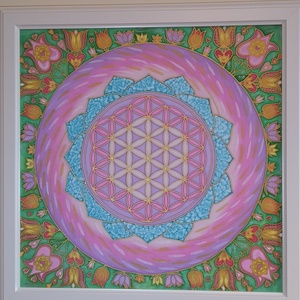 Mandala selyemkép Élet virága tulipános - művészet - textilkép - egyéb - Meska.hu