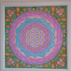 Mandala selyemkép Élet virága tulipános - művészet - textilkép - egyéb - Meska.hu