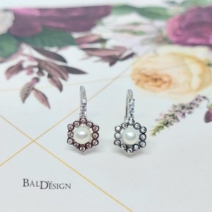 Ezüst köves fülbevaló gyönggyel, Ékszer, Fülbevaló, Lógó fülbevaló, Ékszerkészítés, MESKA