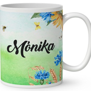 Névvel kérhető - Ülő napraforgós manó mintás bögre - otthon & életmód - konyhafelszerelés, tálalás - tálalás - bögre & csésze - Meska.hu