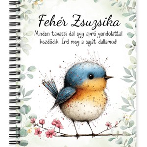 Személyre szabható - Aranyos kék cinege, a fürge akrobata mintás A6-os füzet, Otthon & Életmód, Papír, írószer, Jegyzetfüzet & Napló, , MESKA